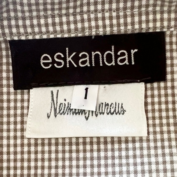 Eskander Gingham Check Boxy Double Collar Shirt | Size 1 SMALL - Picture 8 of 11